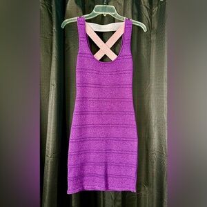 WOW couture Purple, Pink, Silver Sparkly Sweater Bandage Dress, Size S